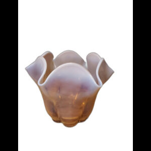 Vintage Duncan Miller Canterbury Pink Opalescent Ruffled Vase 1950's 6” Tall